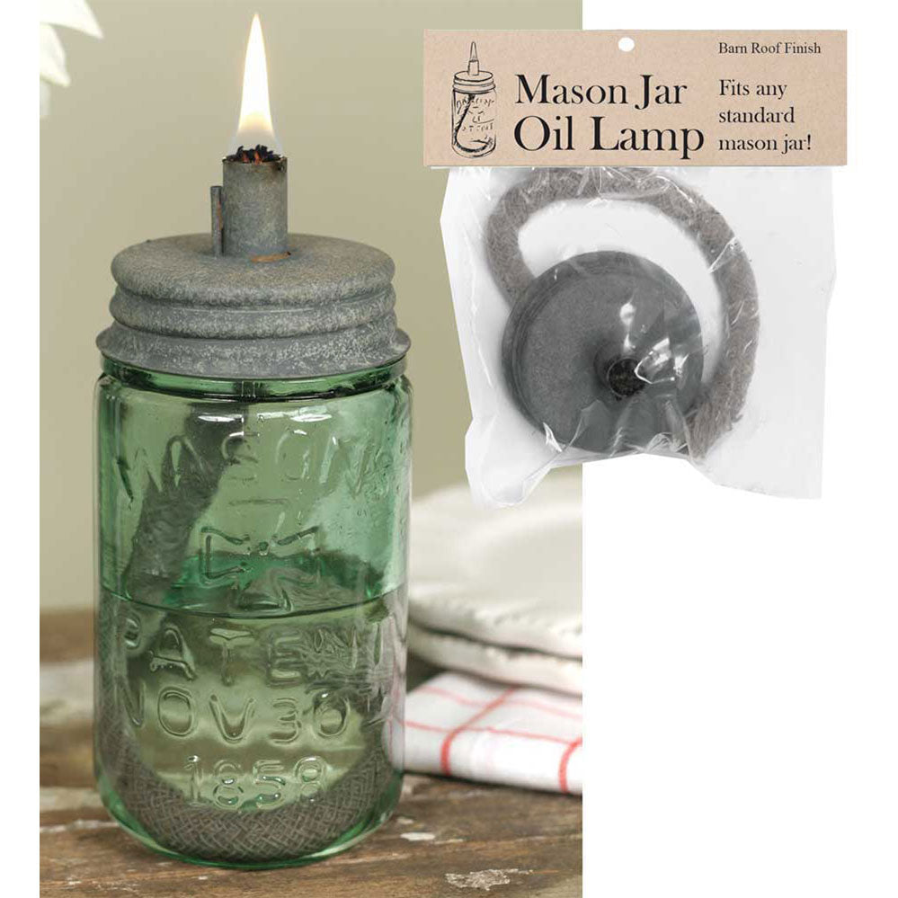 Mason Jar Oil Lamp Lid - Barn Roof