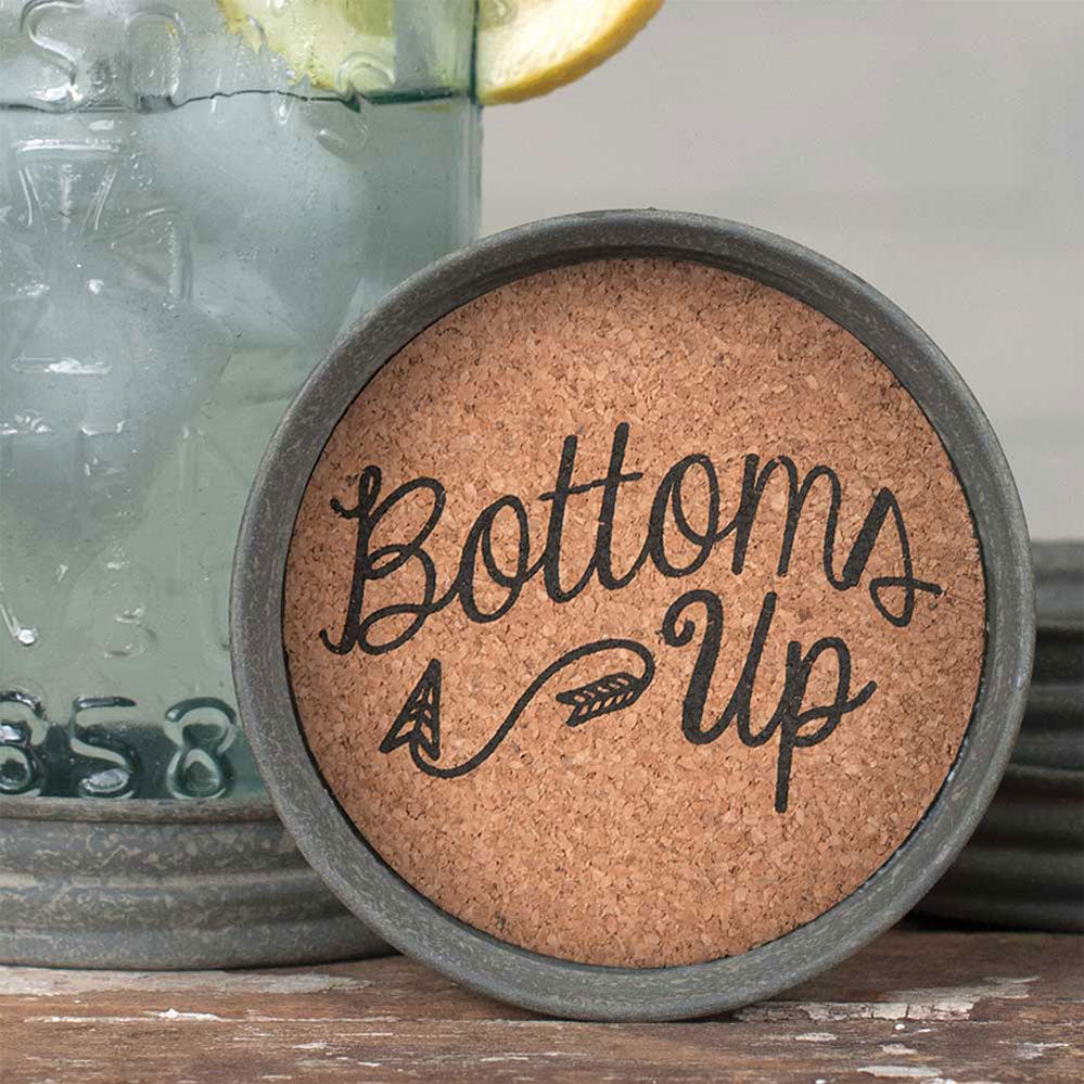 Mason Jar Lid Coaster - Bottoms Up