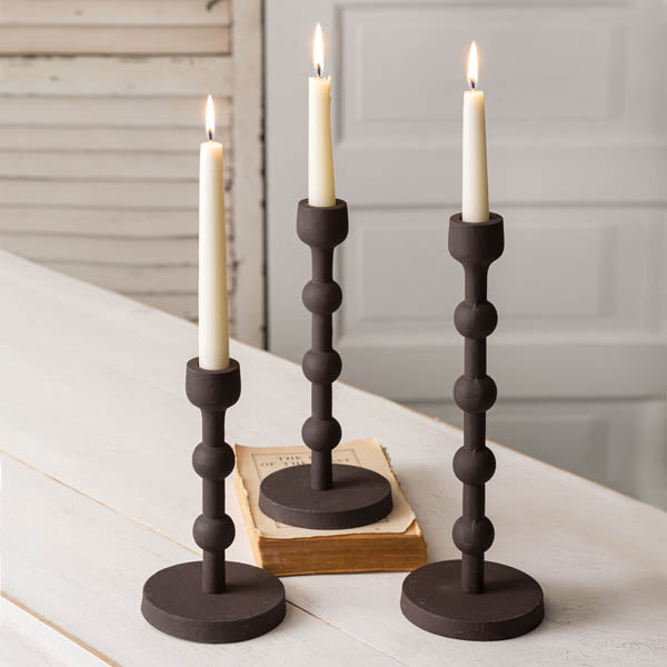 Set of Three Laurel Candle Holders