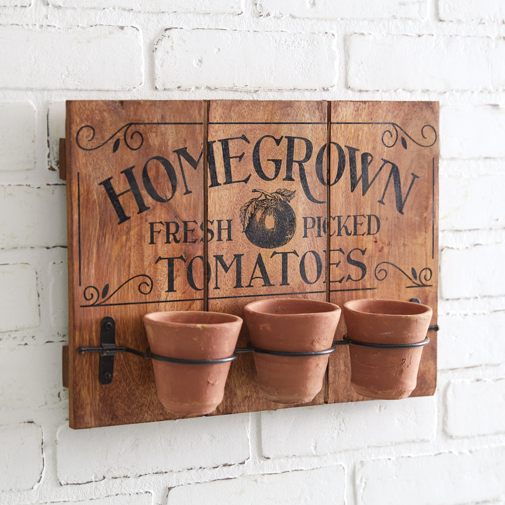 Homegrown Tomatoes Wall Sign with Clay Pots