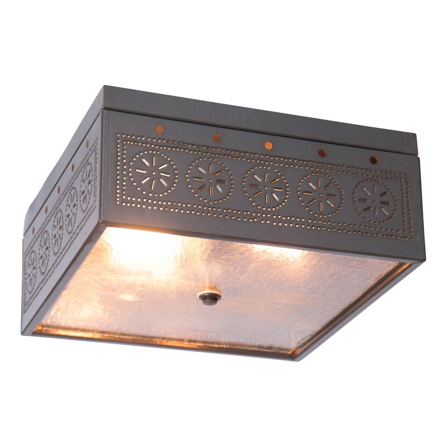 Square Ceiling Light with Chisel in Country Tin