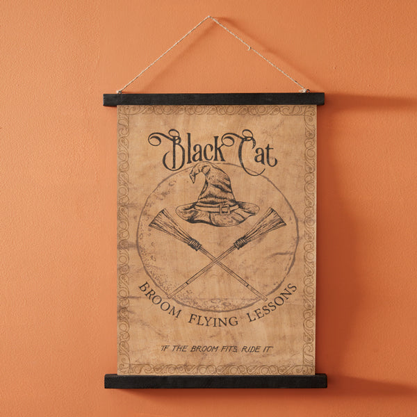 Black Cat Flying Lessons Canvas