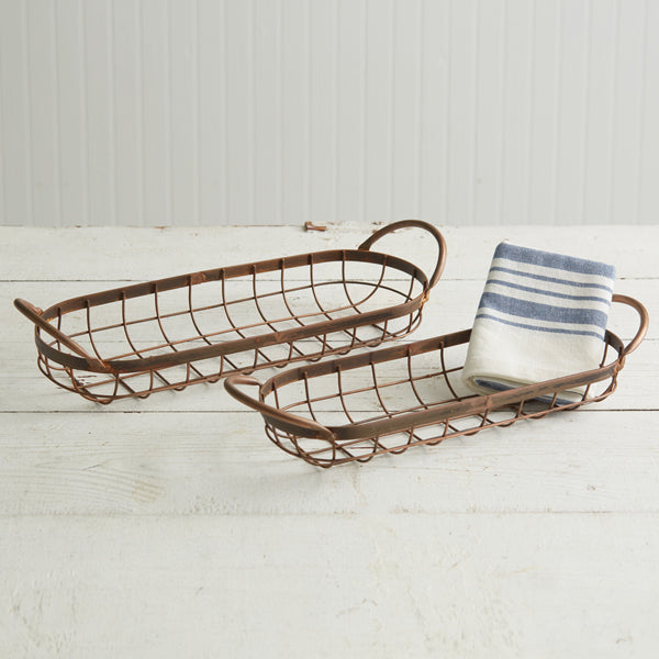 Set of Two Copper Finish Bread Baskets