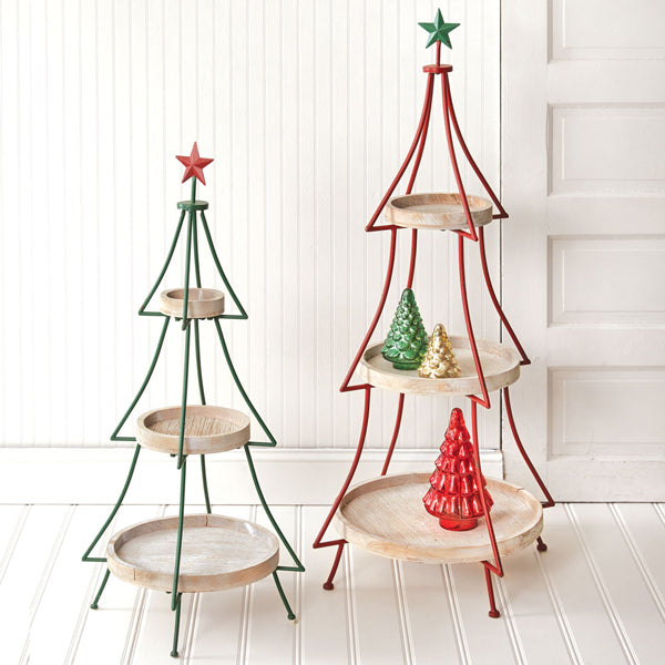 Set of Two Tiered Christmas Tree Display Stands