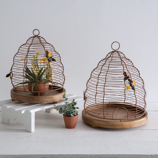 Set of Two Wire Beehive Cloches