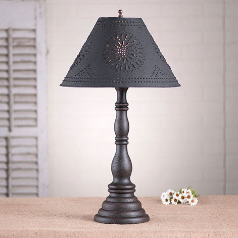 Davenport Lamp in Americana Black with Textured Black Tin Shade - Made in USA - Brownsland Farm