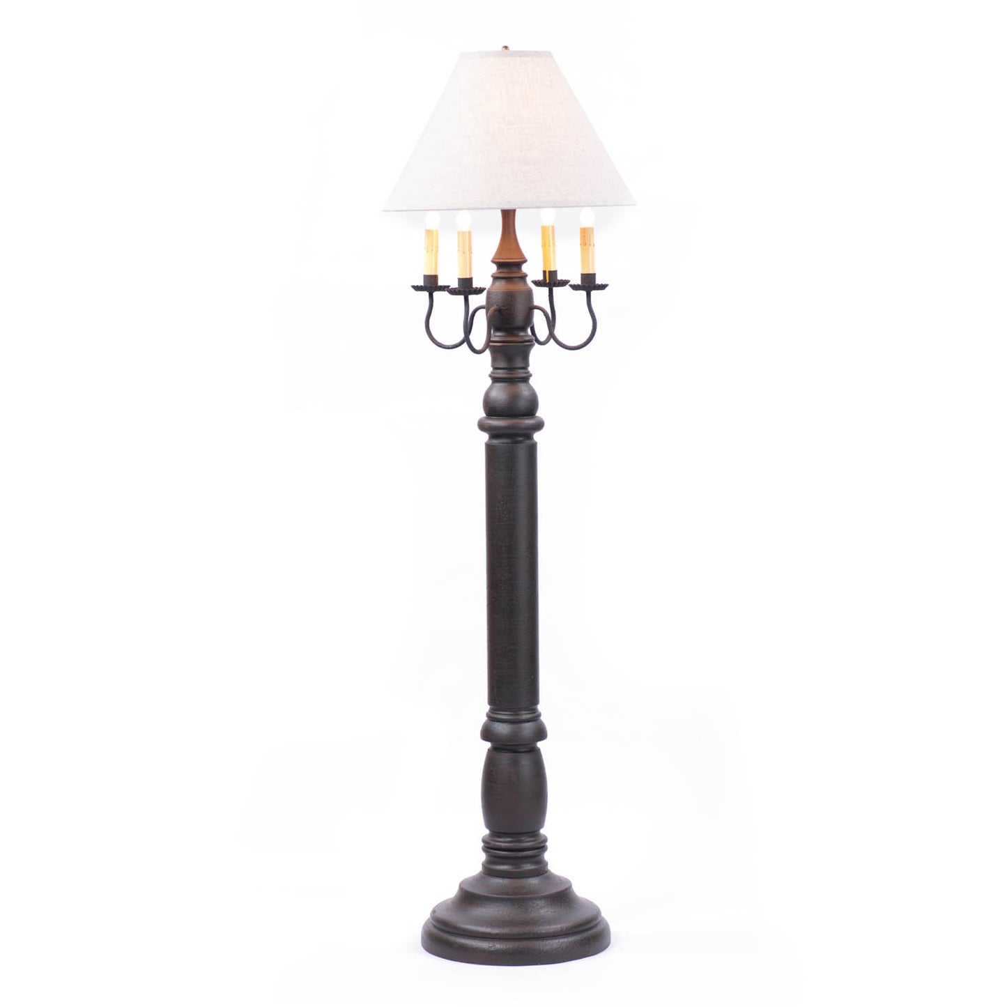 General James Floor Lamp in Black with Linen Fabric Shade