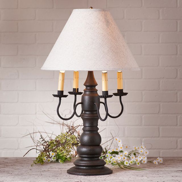 Bradford Lamp in Americana Black with Linen Ivory Shade - Made in USA - Brownsland Farm
