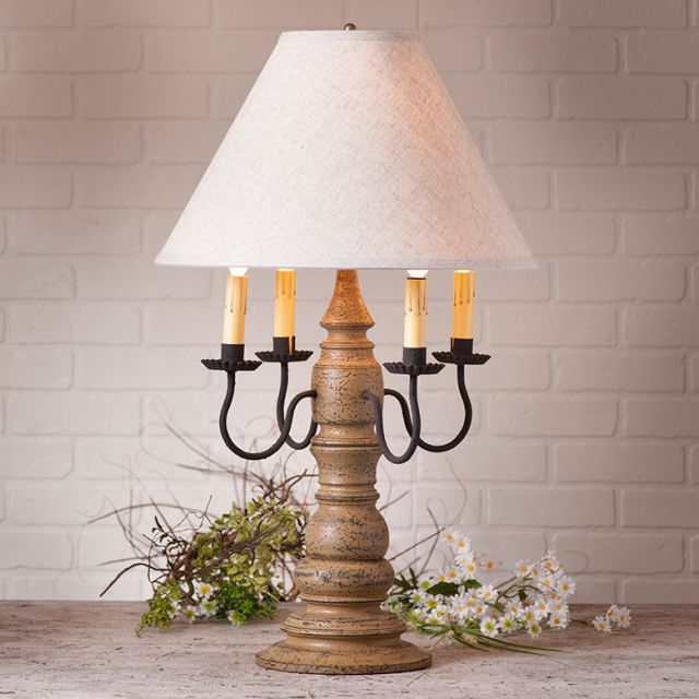Bradford Lamp in Americana Pearwood with Linen Ivory Shade - Made in USA - Brownsland Farm