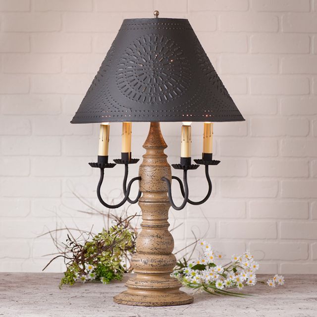 Bradford Lamp in Americana Pearwood with Textured Black Tin Shade - Made in USA - Brownsland Farm