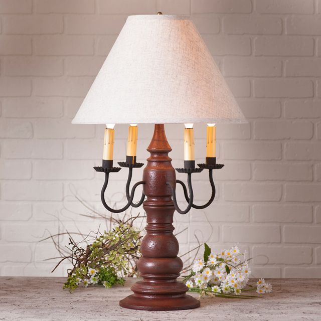 Bradford Lamp in Americana Red with Linen Ivory Shade - Made in USA - Brownsland Farm