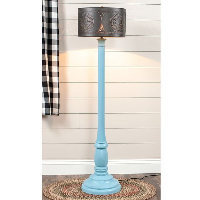 Brinton Floor Lamp in Misty Blue with Shade - Made in USA - Brownsland Farm