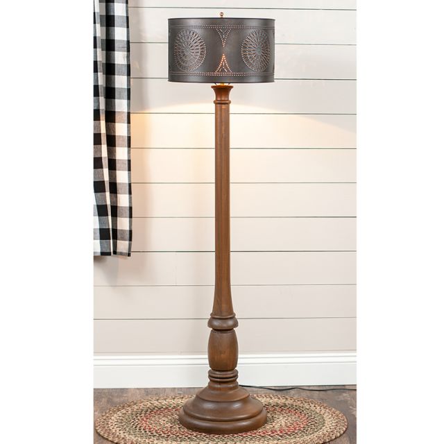 Brinton Floor Lamp in Rustic Brown with Shade - Made in USA - Brownsland Farm