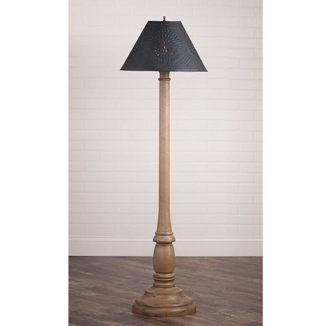 Brinton House Floor Lamp Americana Pearwood with Textured Black Tin Shade - Made in USA - Brownsland Farm