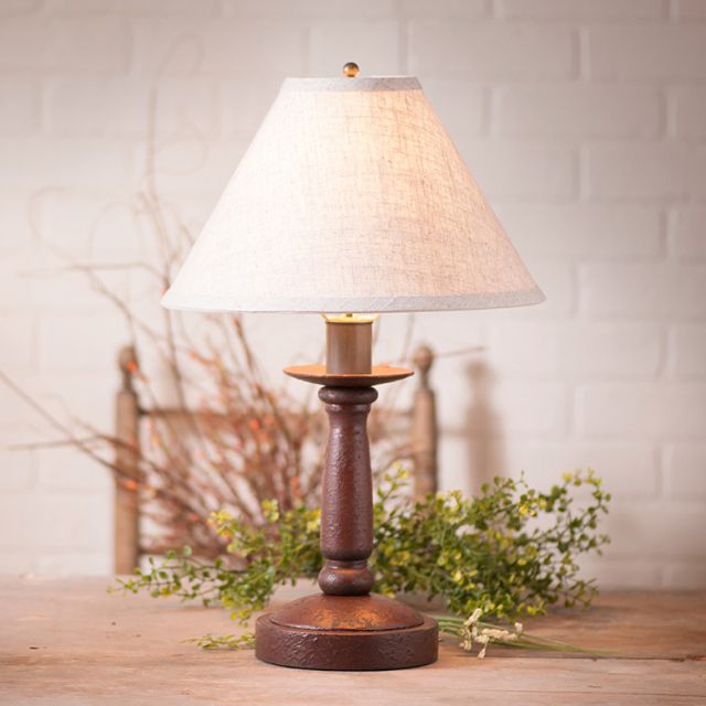 Butcher Lamp in Americana Red with Linen Ivory Shade - Made in USA - Brownsland Farm