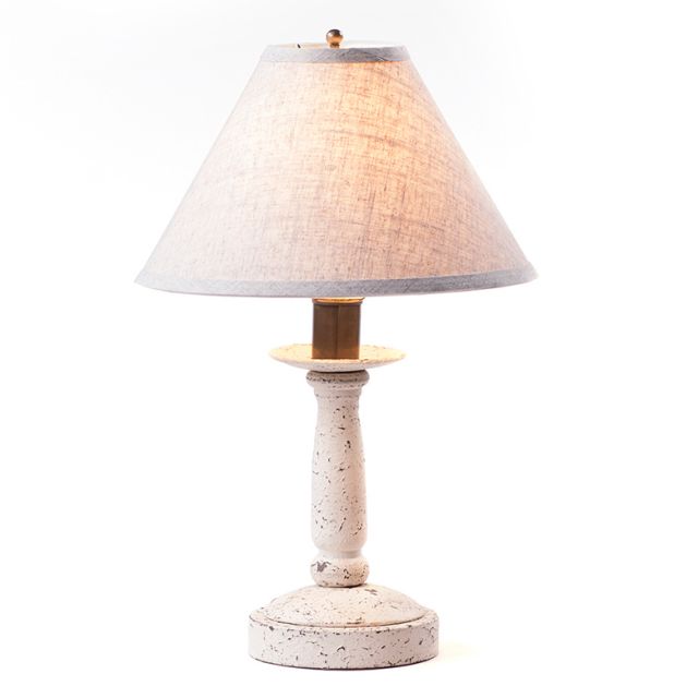 Butcher Lamp in Americana White with Linen Ivory Shade - Made in USA - Brownsland Farm