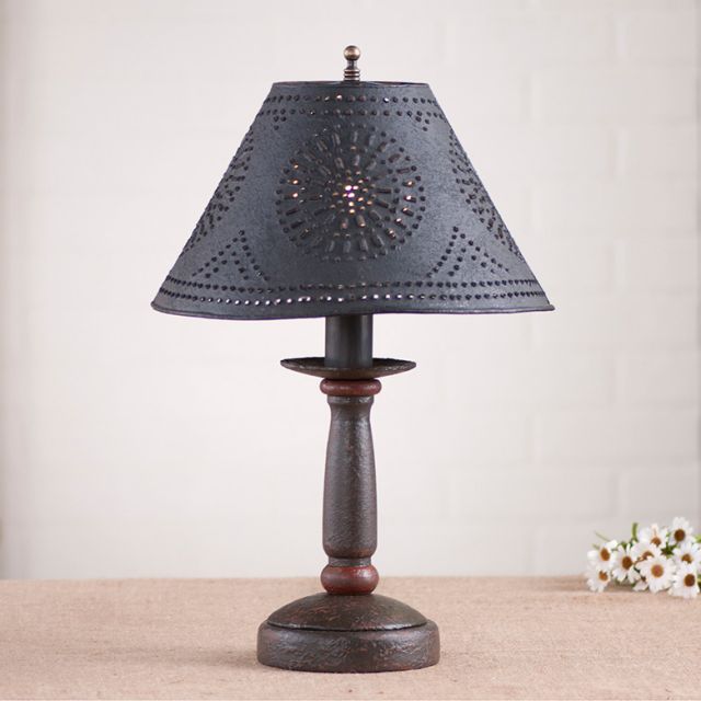 Butcher's Lamp in Americana Espresso with Textured Black Tin Shade - Made in USA - Brownsland Farm