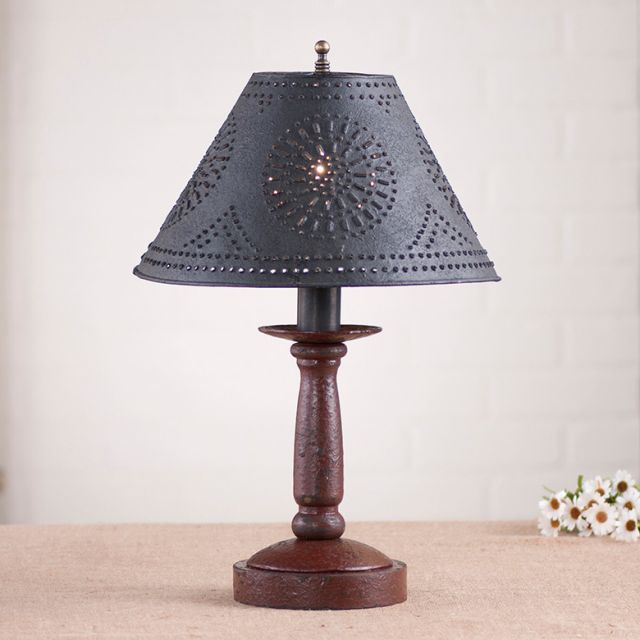 Butcher's Lamp in Americana Red with Textured Black Tin Shade - Made in USA - Brownsland Farm