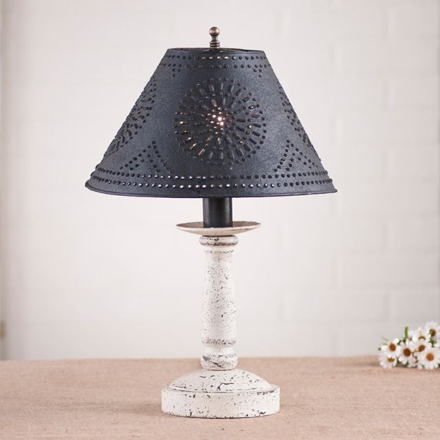 Butcher's Lamp in Americana White with Textured Black Tin Shade - Made in USA - Brownsland Farm