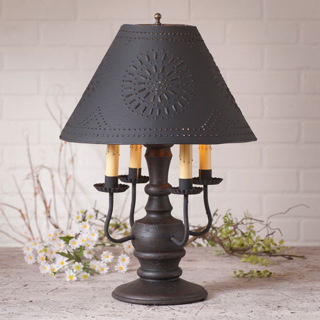 Cedar Creek Lamp in Americana Black with Textured Black Tin Shade - Made in USA - Brownsland Farm