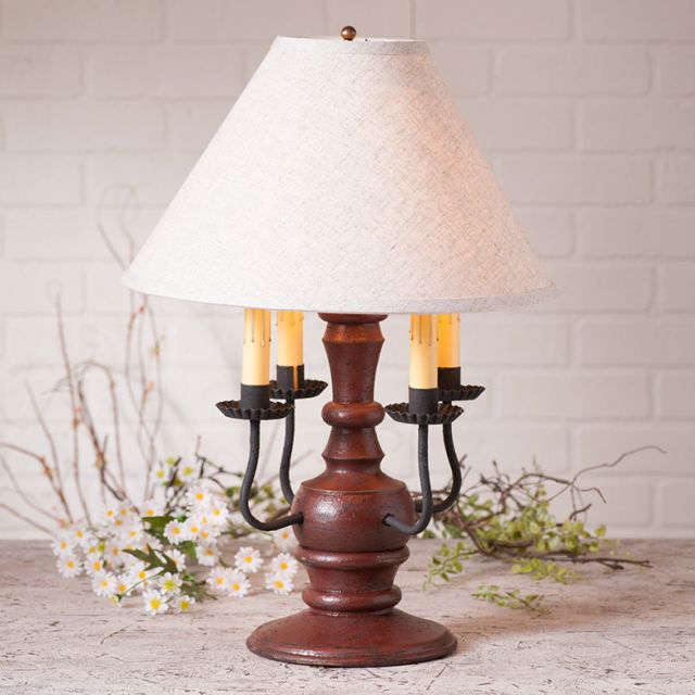 Cedar Creek Lamp in Americana Red with Linen Ivory Shade - Made in USA - Brownsland Farm