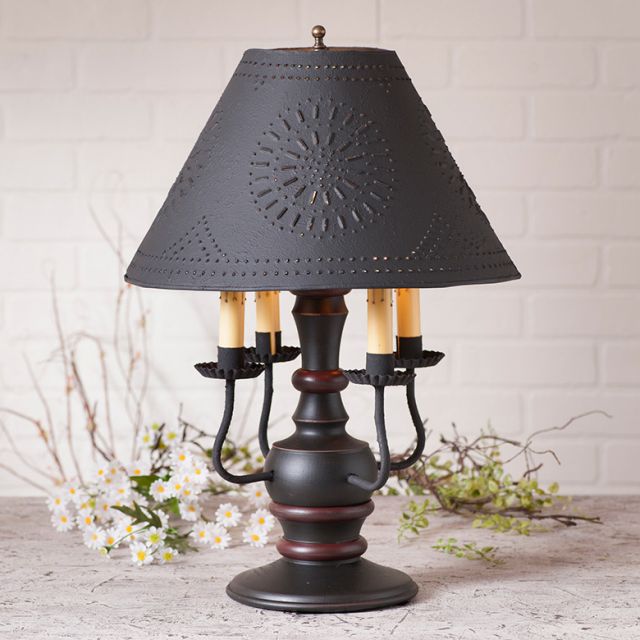 Cedar Creek Lamp in Sturbridge Black with Textured Black Tin Shade - Made in USA - Brownsland Farm