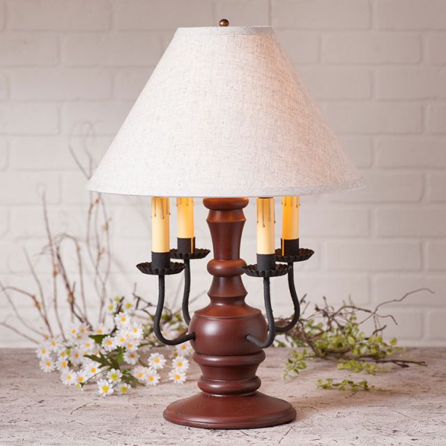 Cedar Creek Lamp in Sturbridge Red with Linen Ivory Shade - Made in USA - Brownsland Farm