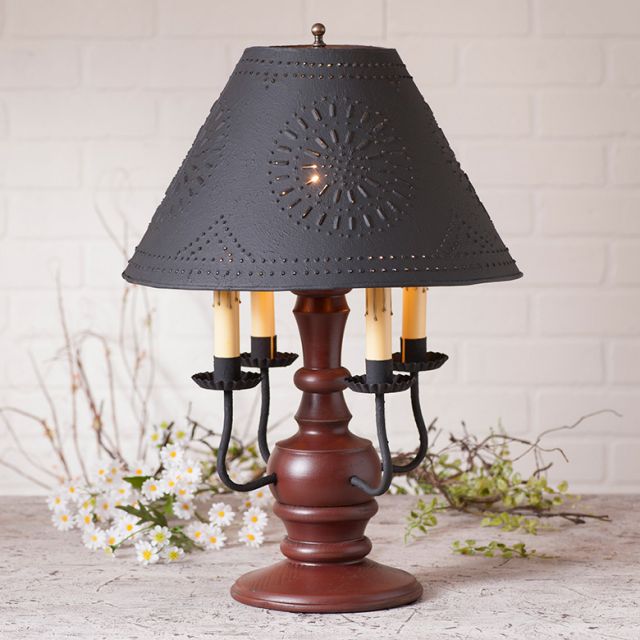 Cedar Creek Lamp in Sturbridge Red with Textured Black Tin Shade - Made in USA - Brownsland Farm