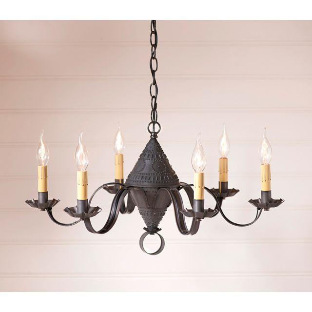6-Arm Concord Chandelier in Kettle Black - Made in USA - Brownsland Farm