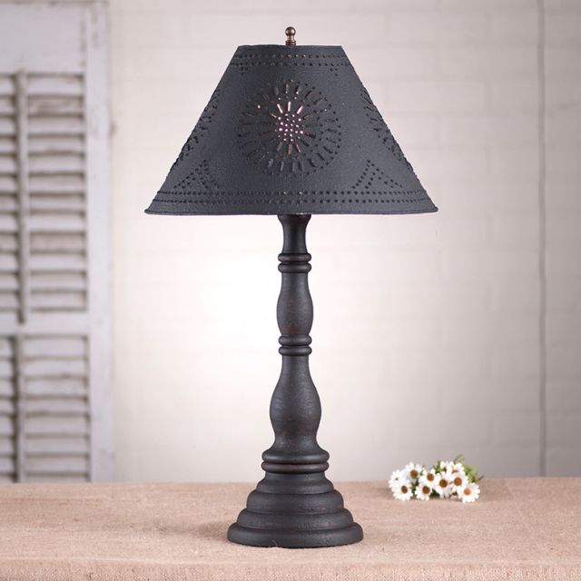 Davenport Lamp in Hartford Black with Textured Black Tin Shade - Made in USA - Brownsland Farm