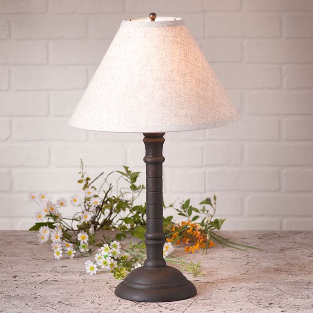 Gatlin Lamp in Hartford Back with Linen Ivory Shade - Made in USA - Brownsland Farm
