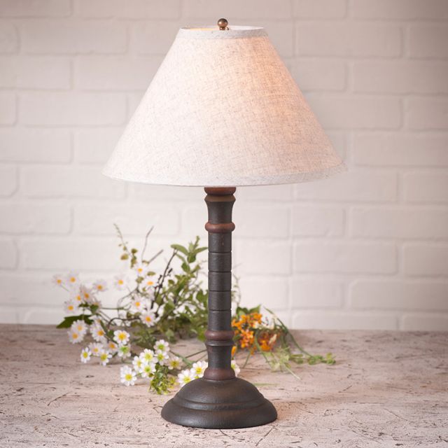 Gatlin Lamp in Hartford Black and Red with Linen Ivory Shade - Made in USA - Brownsland Farm
