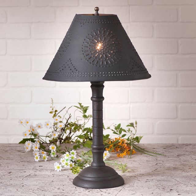 Gatlin Lamp in Hartford Black with Textured Black Tin Shade - Made in USA - Brownsland Farm
