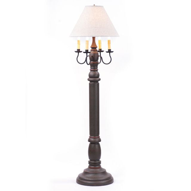 General James Floor Lamp in Espresso with Linen Ivory Shade - Made in USA - Brownsland Farm