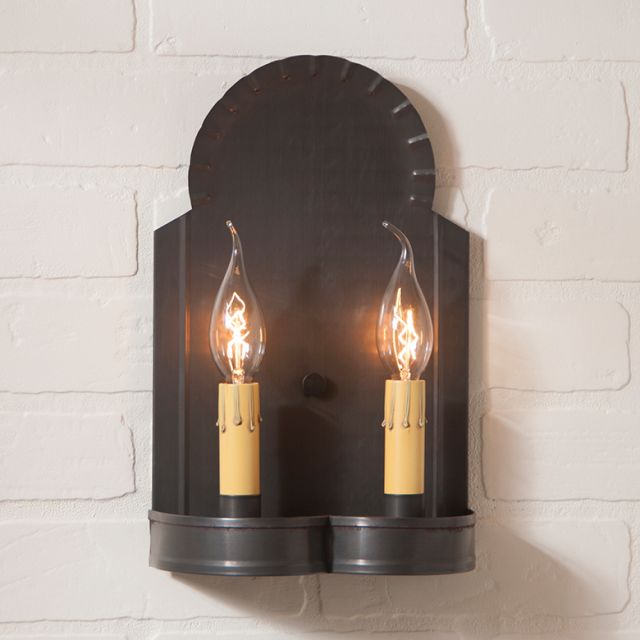 Hanover Double Wall Sconce in Kettle Black - Made in USA - Brownsland Farm
