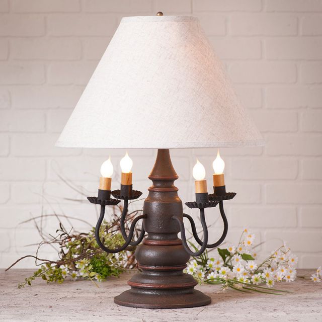 Harrison Lamp in Americana Espresso with Linen Ivory Shade - Made in USA - Brownsland Farm