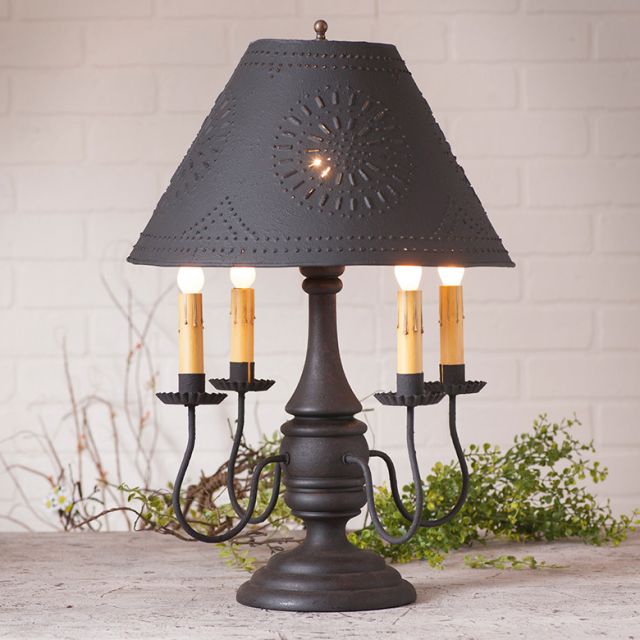Jamestown Lamp in Hartford Black with Textured Black Tin Shade - Made in USA - Brownsland Farm