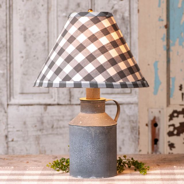 Jug Lamp with Gray Check Shade - Brownsland Farm