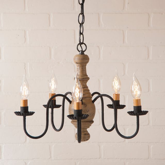 5-Arm Lancaster Wood Chandelier in Americana Pearwood - Made in USA - Brownsland Farm