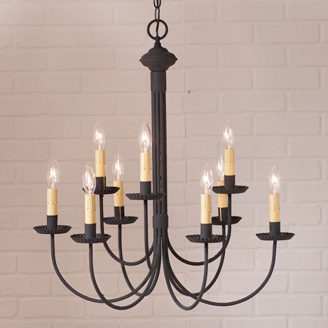 9-Arm Grandview Chandelier with Ecru Sleeves - Made in USA - Brownsland Farm
