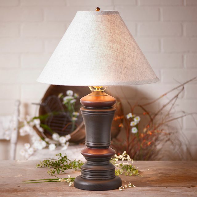 Peppermill Lamp in Black with Linen Ivory Shade - Made in USA - Brownsland Farm