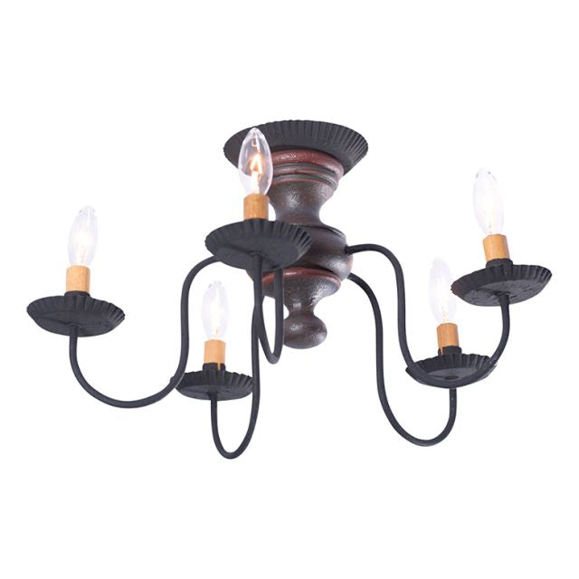 5 Light Thorndale Ceiling Light in Espresso with Salem Brick - Made in USA - Brownsland Farm