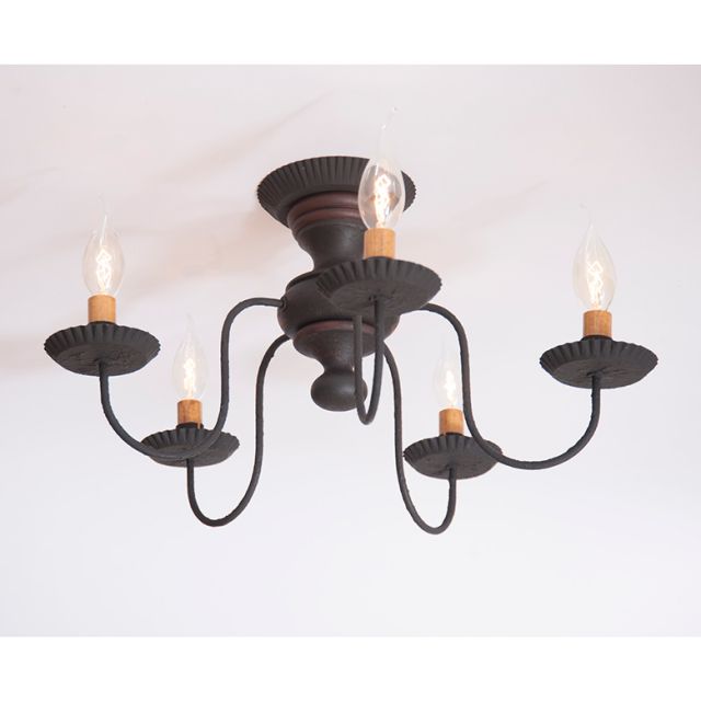 5 Light Thorndale Ceiling Light in Hartford Black with Red - Made in USA - Brownsland Farm